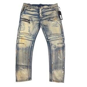Rockstar‎ Mens Jeans Distressed Paint Splatter Biker Style Size 46